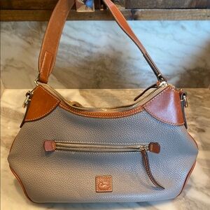 Dooney & Bourke Gray and Tan Leather Shoulder Bag